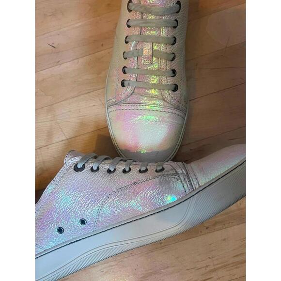 Lanvin Holographic Leather Cap Toe Sneaker 9 US Men Holographic White